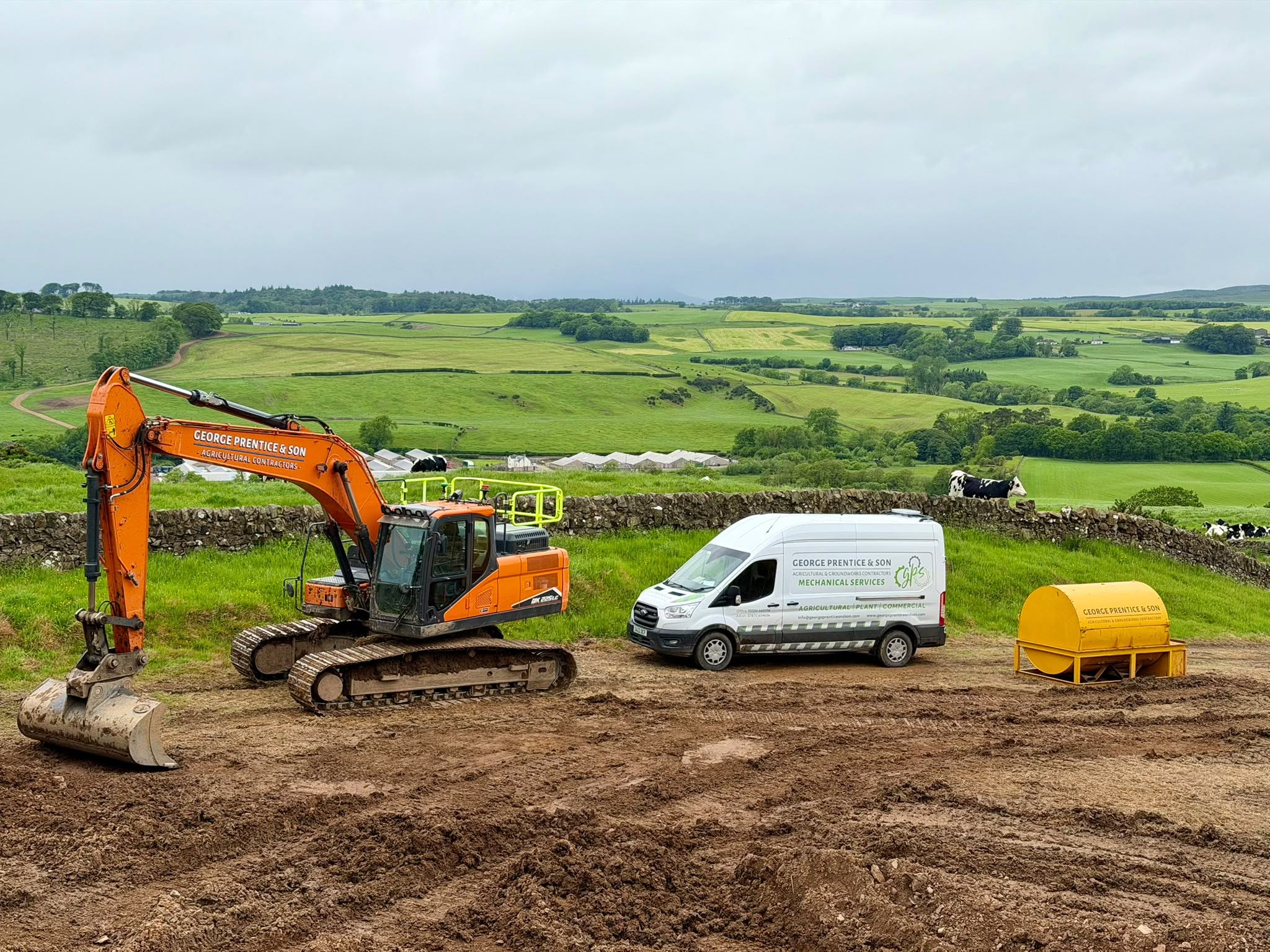 Excavator carrying out groundworks